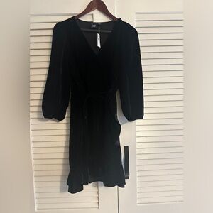 Gap black velvet wrap dress